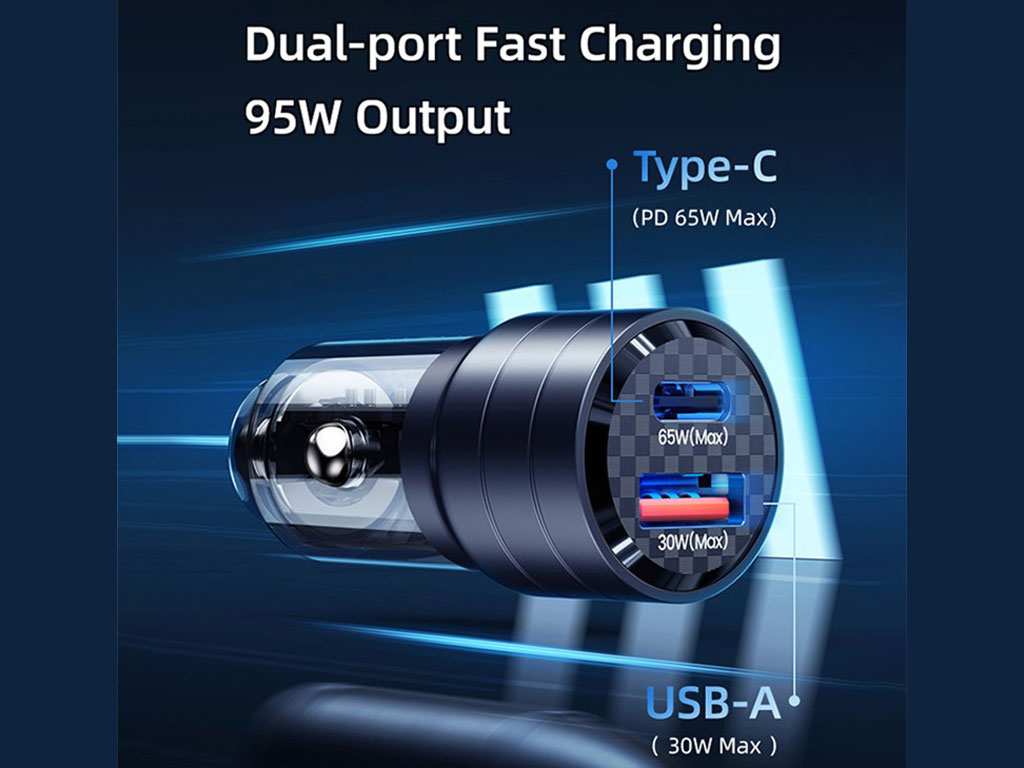 شارژر فندکی فست شارژ ماشین تایپ سی 95 وات یوسامز US-CC176 C36