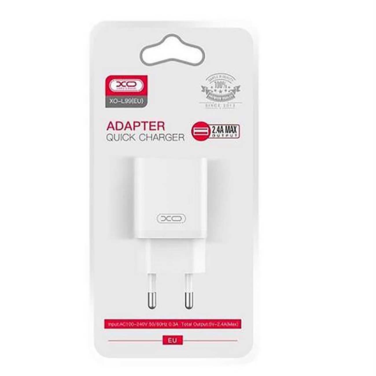 شارژر دیواری فست یو اس بی 2.4 آمپر ایکس او L99