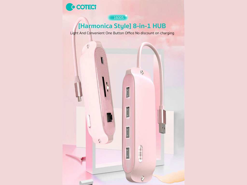 هاب تایپ سی 8 پورت  کوتسی Coteci 8in1 USB-C Hub 16005