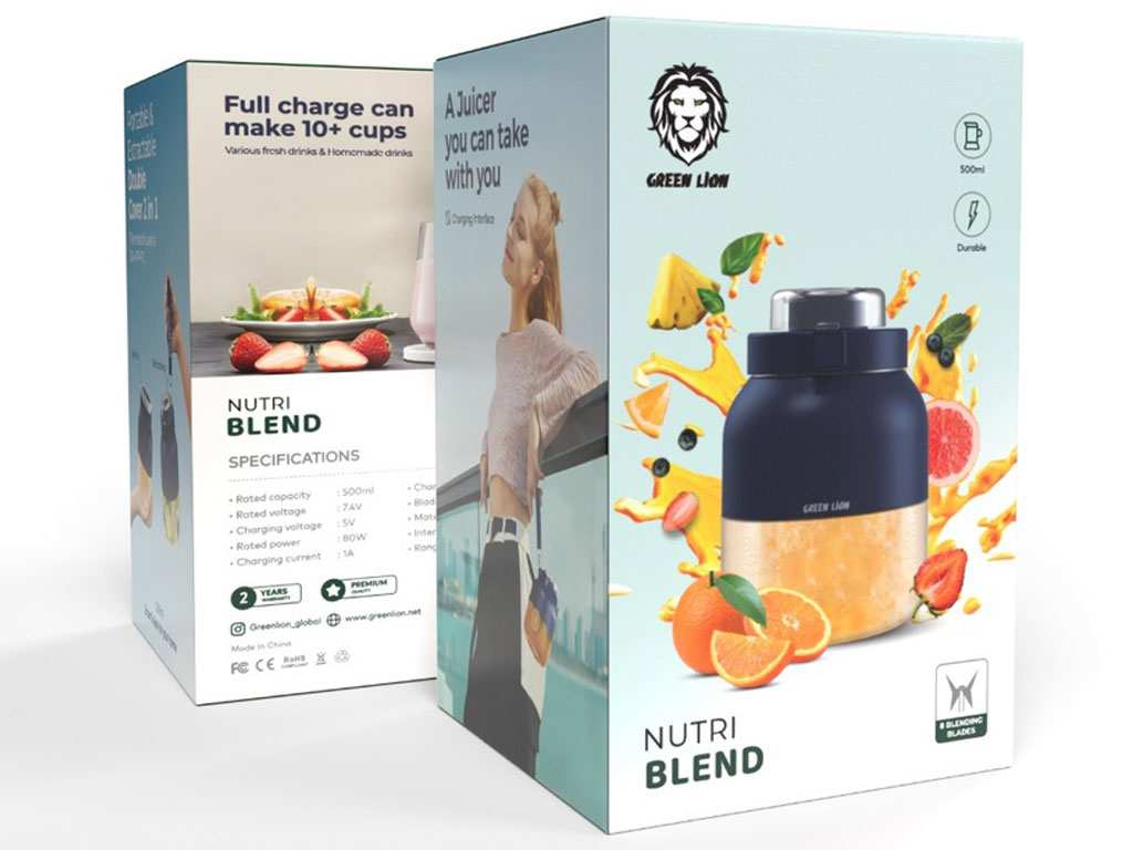 مخلوط کن شارژی 500 میلی لیتر گرین Green Lion Nutri Blend 500mL 80W GNNUTBLENDBL