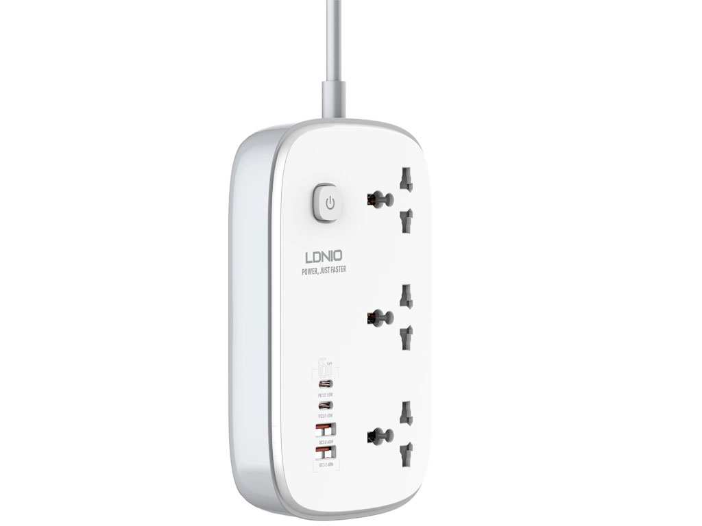 چند راهی و تبدیل برق سه سوکت، دو یو اس بی و دو تایپ سی 3250 وات الدنیو SC3416