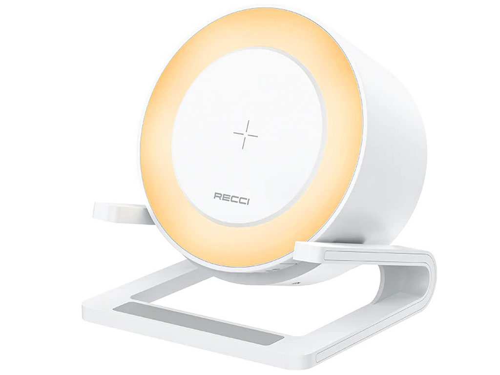 شارژر بی سیم 15 واتی و اسپیکر بلوتوثی رومیزی 4کاره رسی RECCI RSK-W28 15W Wireless Charger with Speaker - تصویر 10