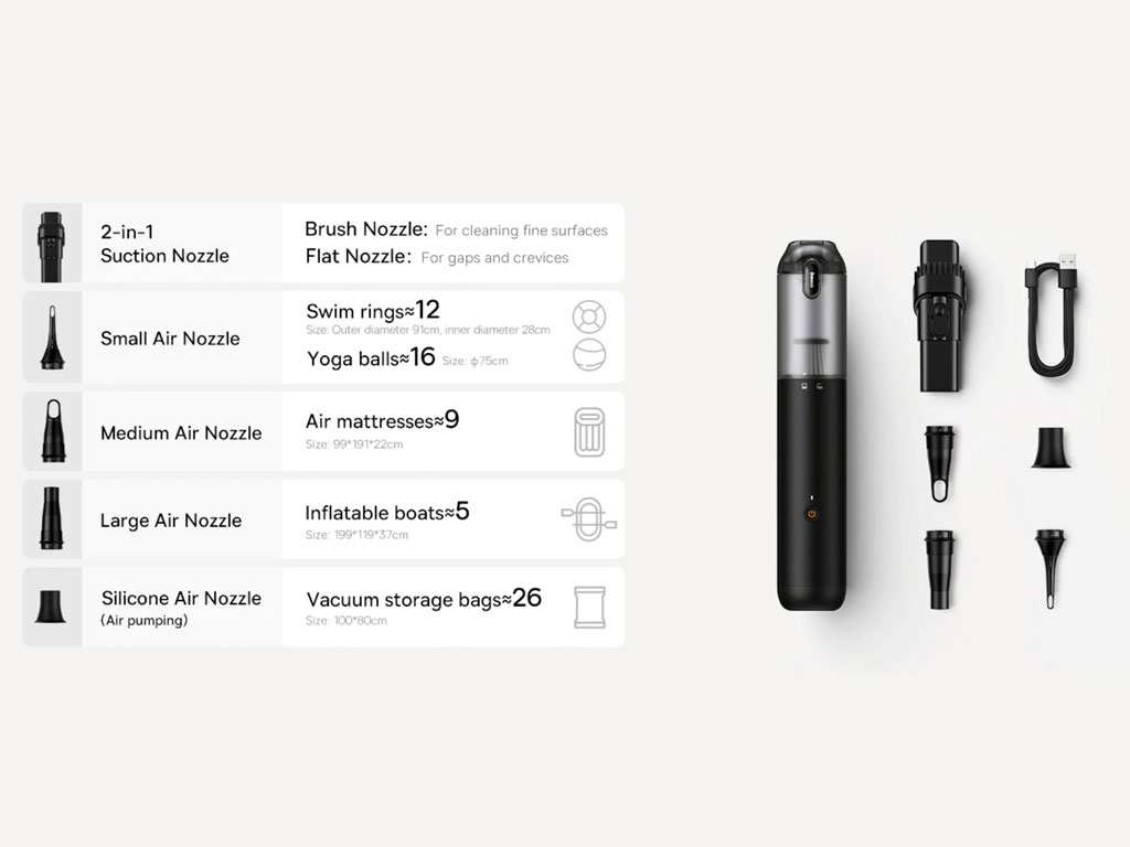 جارو شارژی قابل حمل بیسوس Baseus A3 Lite Cordless Car Vacuum Cleaner Compressor Blower VCAQ050001