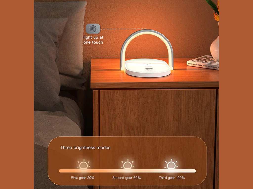 شارژر بی سیم و چراغ خواب رسی Recci RLS-L15 Wireless Charging 3-In-1 charger 15W