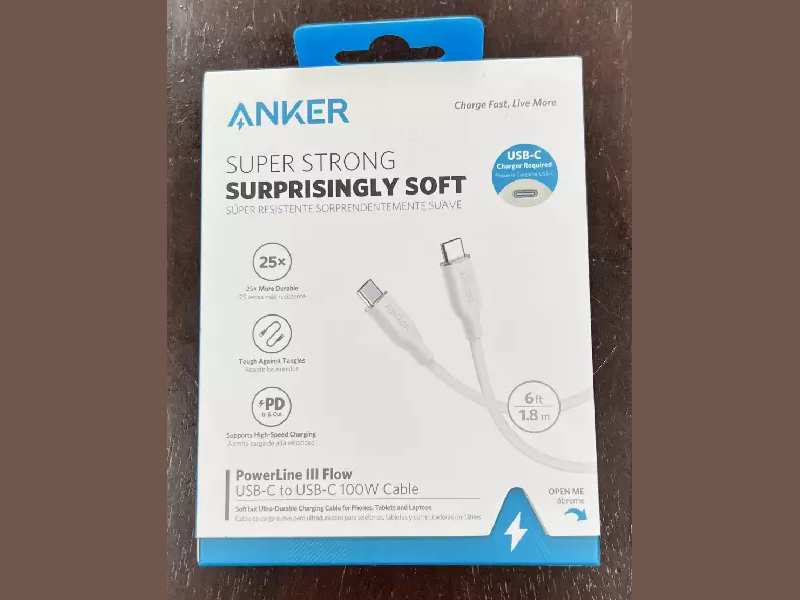 کابل سوپر فست شارژ تایپ سی به تایپ سی 100 وات 1.8 متری انکر Anker PowerLine III Flow USB-C to USB-C Cable A8553H11