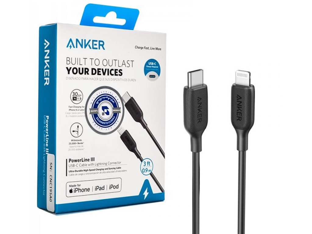 کابل شارژ سریع تایپ سی به لایتنینگ 90 سانتیمتری 18 وات انکر Anker A8832H11 USB C to Lightning Cable