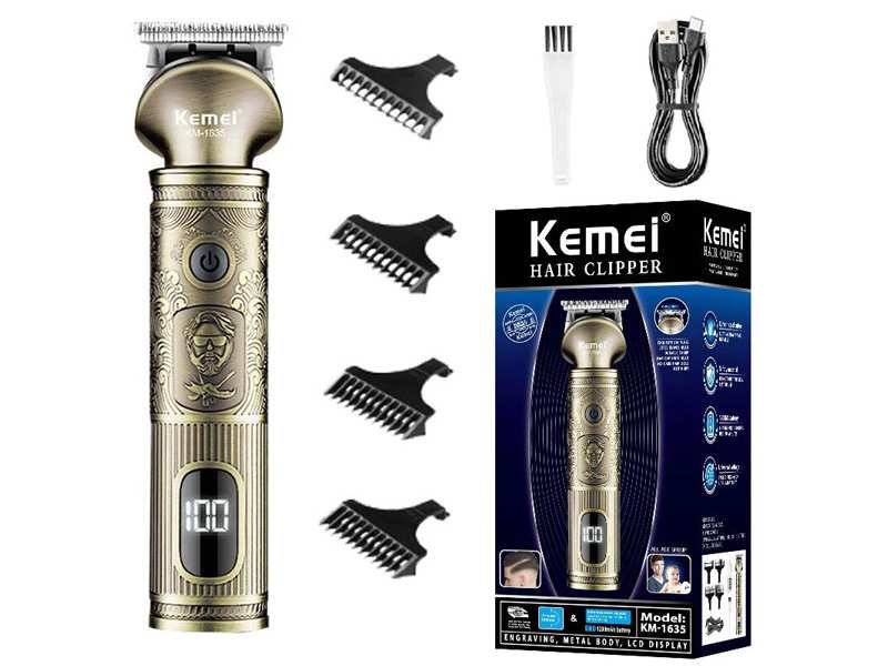 ماشین اصلاح موی سر و بدن چندکاره برنزی شارژی کمی KEMEI Hair clipper KM-1635 rechargeable