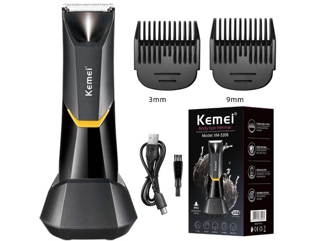 ماشین اصلاح موی بدن شارژی ضدآب کمی Kemei Body Hair Trimmer KM-3208