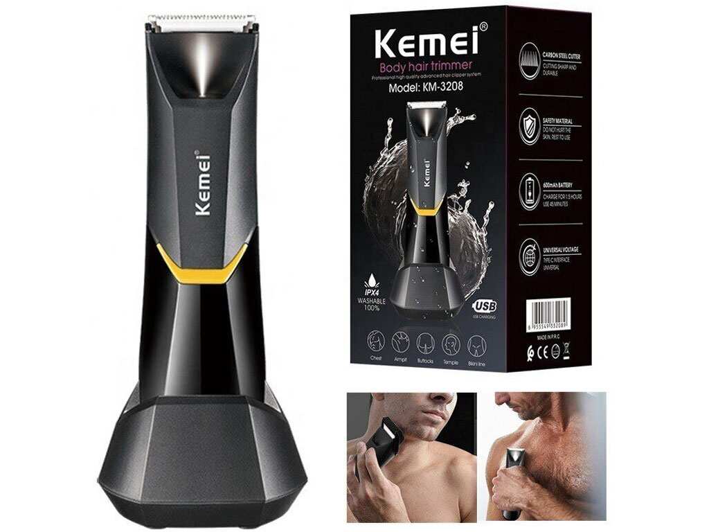 ماشین اصلاح موی بدن شارژی ضدآب کمی Kemei Body Hair Trimmer KM-3208