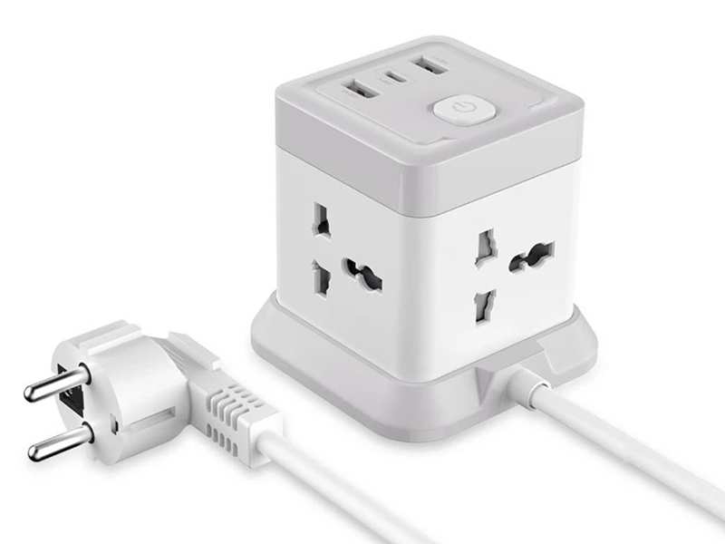 چندراهی برق 4 سوکت, سه یو اس بی و یک تایپ سی دو متری ایکس او Network Extender XO WL20 20W Square Socket 4AC +USB-A+1USB-C PD/QC 2m - تصویر 9