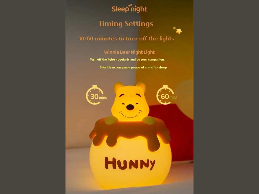 چراغ خواب فانتزی شارژی رومیزی اتاق کودک Winnie the Pooh Night Light Bedroom Children's Sleeping Light MYCP2305