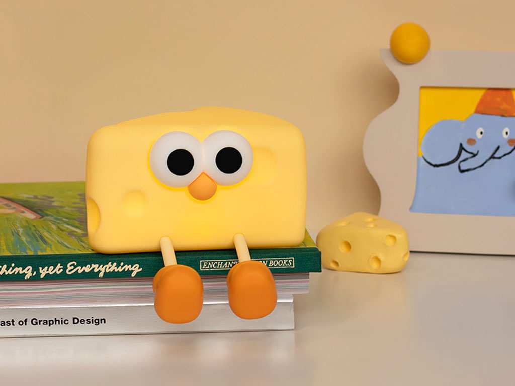 چراغ خواب سیلیکونی فانتزی رومیزی شارژی Cheese night light rechargeable silicone bedroom sleep L54 - تصویر 8