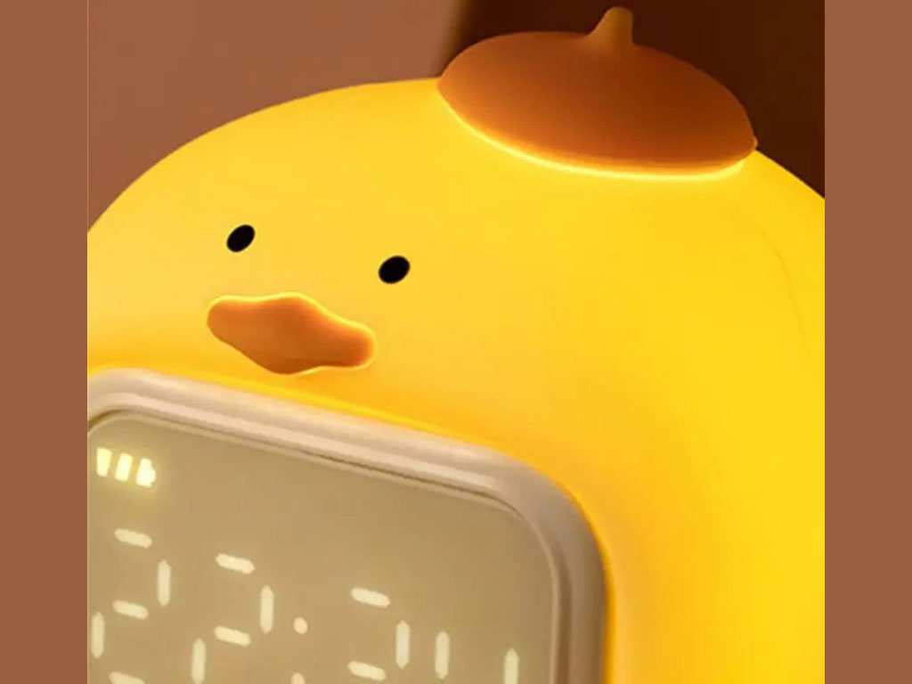 چراغ خواب سیلیکونی و ساعت زنگ‌دار دیجیتالی فانتزی رومیزی C15 Cartoon Duck Alarm Clock Silicone Night Light