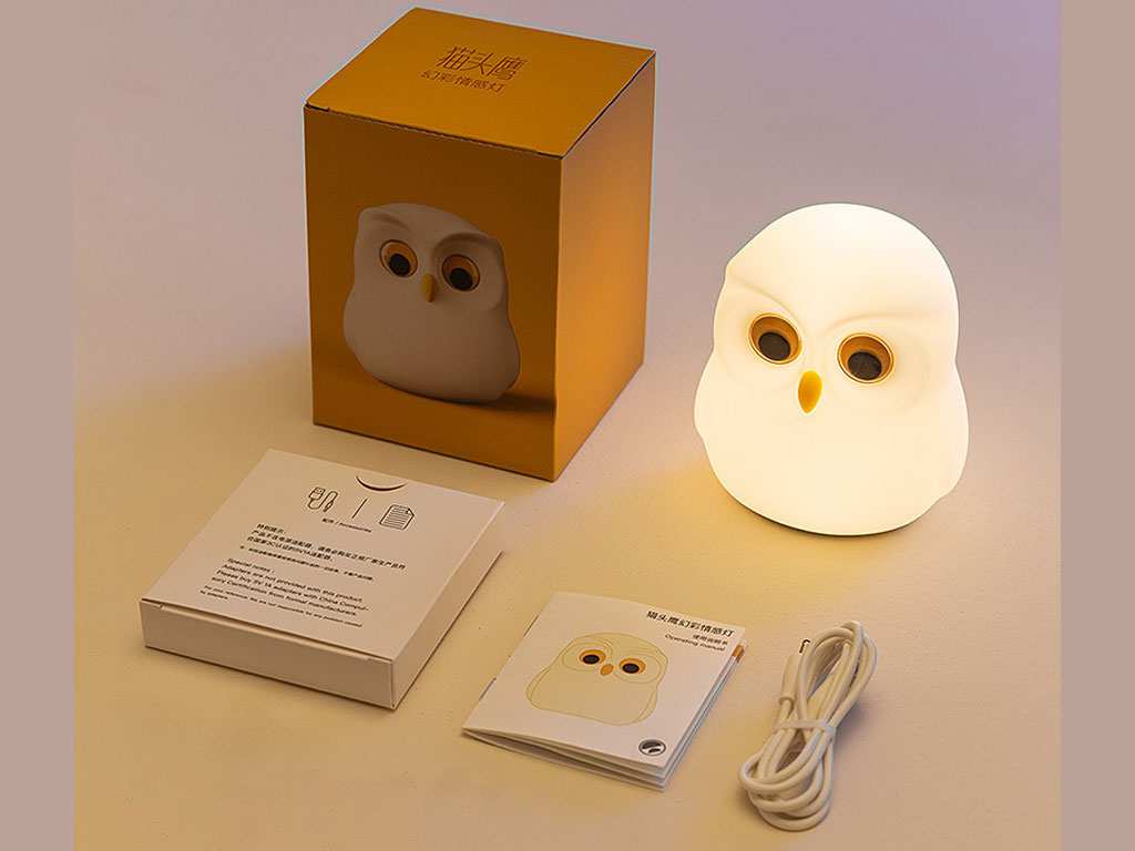 چراغ خواب رومیزی فانتزی شارژی Owl table lamp colorful silicone pat lamp