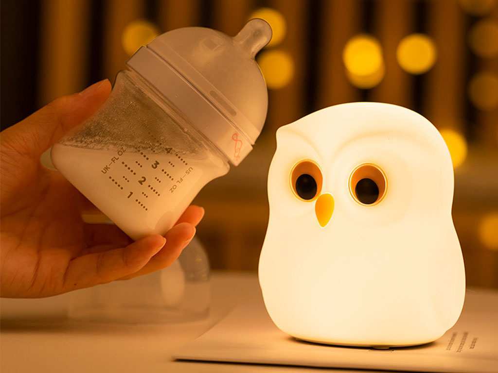 چراغ خواب رومیزی فانتزی شارژی Owl table lamp colorful silicone pat lamp