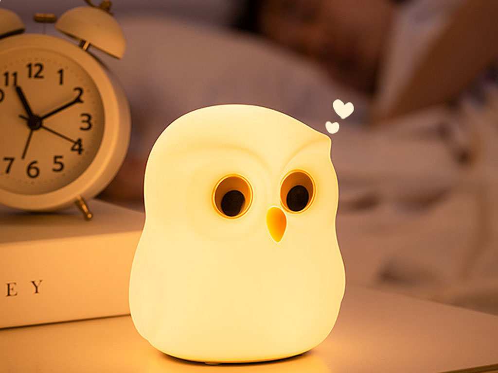 چراغ خواب رومیزی فانتزی شارژی Owl table lamp colorful silicone pat lamp