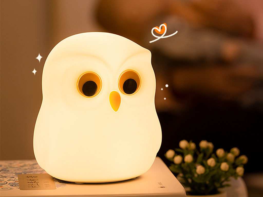 چراغ خواب رومیزی فانتزی شارژی Owl table lamp colorful silicone pat lamp