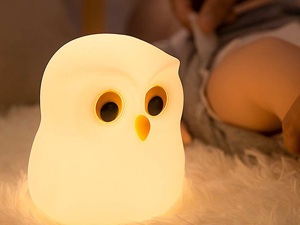 چراغ خواب رومیزی فانتزی شارژی Owl table lamp colorful silicone pat lamp