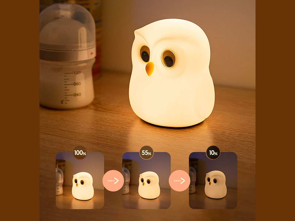 چراغ خواب رومیزی فانتزی شارژی Owl table lamp colorful silicone pat lamp