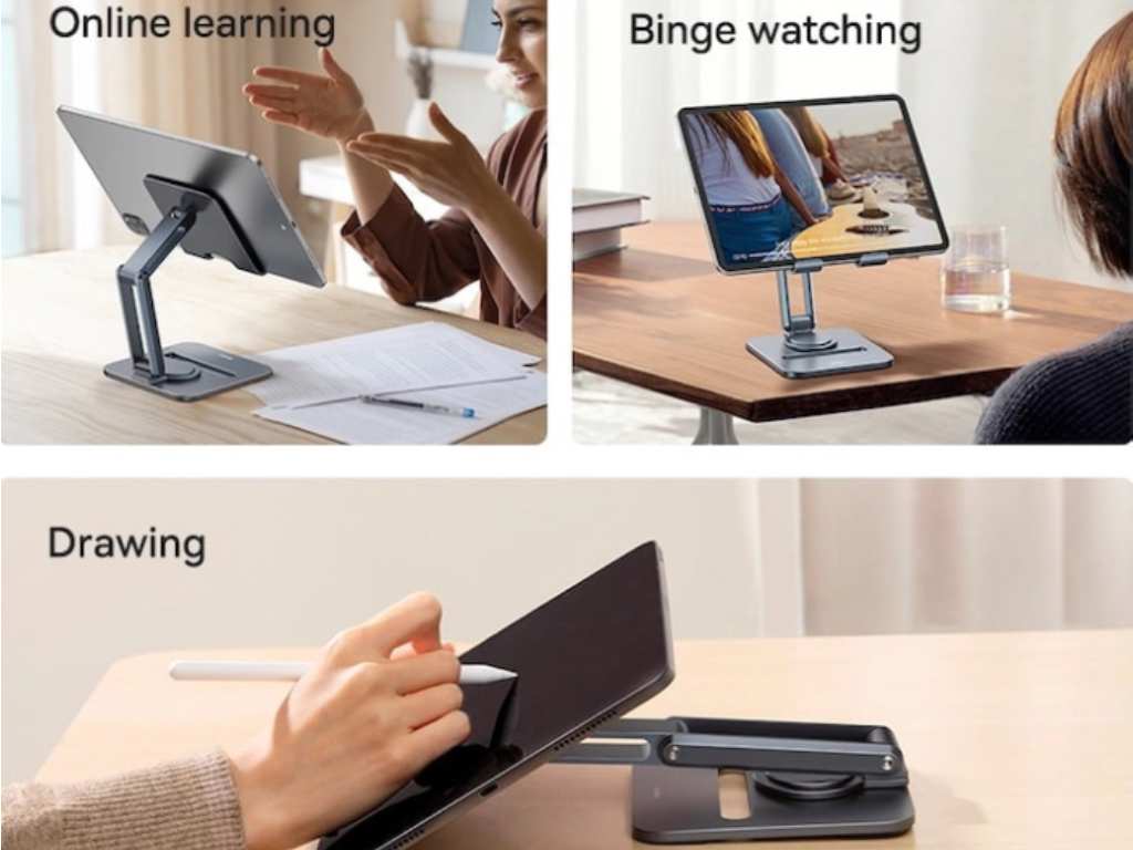 هولدر رومیزی تبلت 360 درجه بیسوس Baseus Desktop Biaxial Foldable Metal Tablet Stand Rotatable Version Space BS-HP006A B10431801811-00