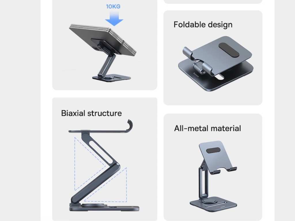 هولدر رومیزی تبلت 360 درجه بیسوس Baseus Desktop Biaxial Foldable Metal Tablet Stand Rotatable Version Space BS-HP006A B10431801811-00