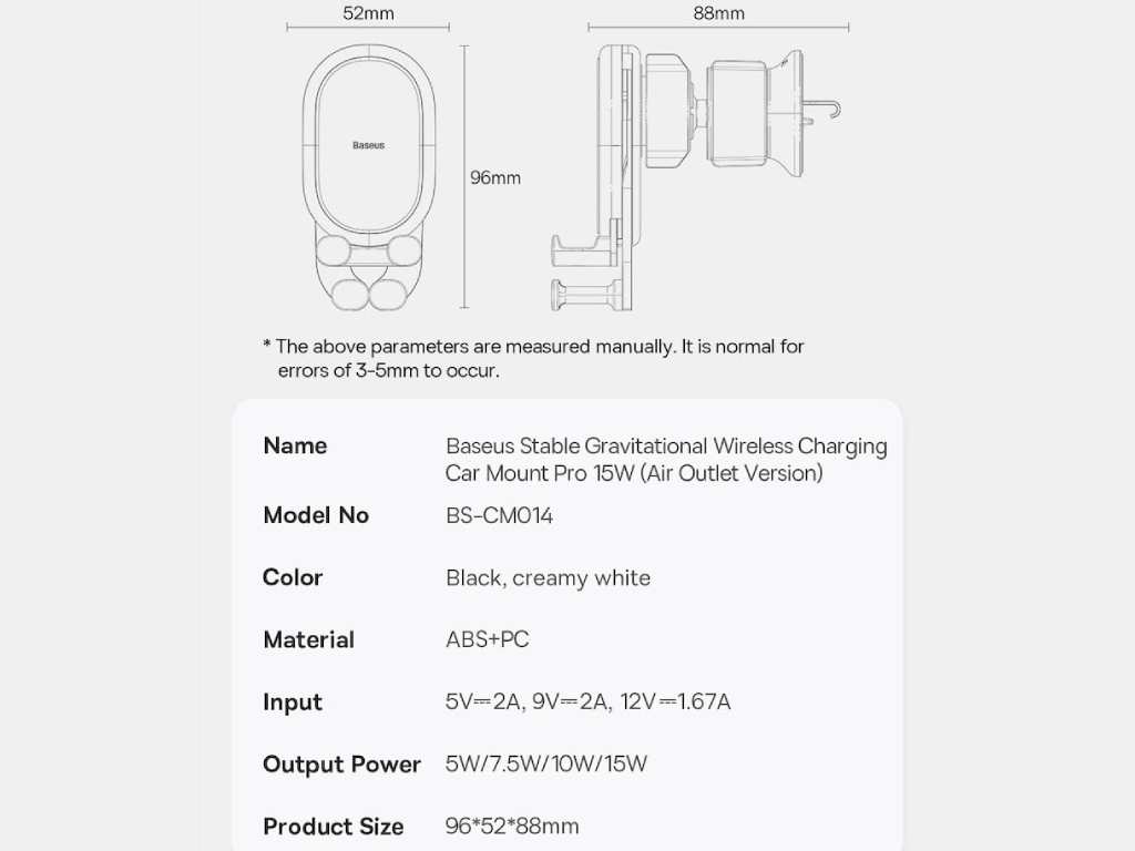 هولدر و شارژر بی سیم داخل خودرو 15 وات بیسوس Baseus Stable Gravitational Wireless Charging Car Mount Pro 15W BS-CM014 SUWX030001
