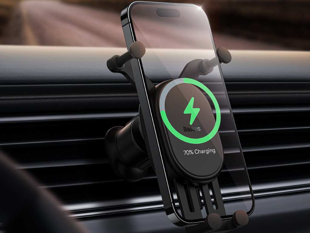 هولدر و شارژر بی سیم داخل خودرو 15 وات بیسوس Baseus Stable Gravitational Wireless Charging Car Mount Pro 15W BS-CM014 SUWX030001
