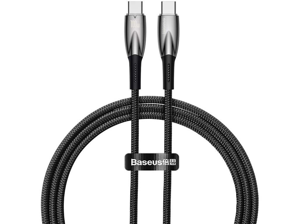 کابل سوپر فست شارژ دو سر تایپ سی 100 وات یک متری بیسوس Baseus Glimmer Type-C To Type-C Fast Charging Data Cable CADH000701