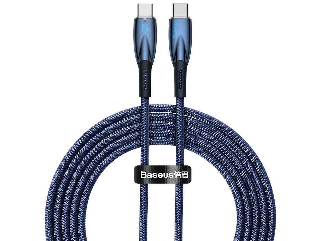 کابل سوپر فست شارژ دو سر تایپ سی 100 وات یک متری بیسوس Baseus Glimmer Type-C To Type-C Fast Charging Data Cable CADH000701