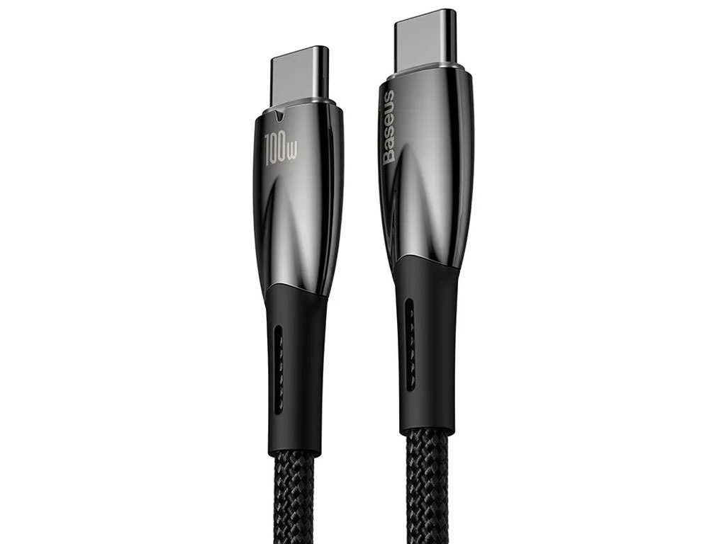 کابل سوپر فست شارژ دو سر تایپ سی 100 وات یک متری بیسوس Baseus Glimmer Type-C To Type-C Fast Charging Data Cable CADH000701