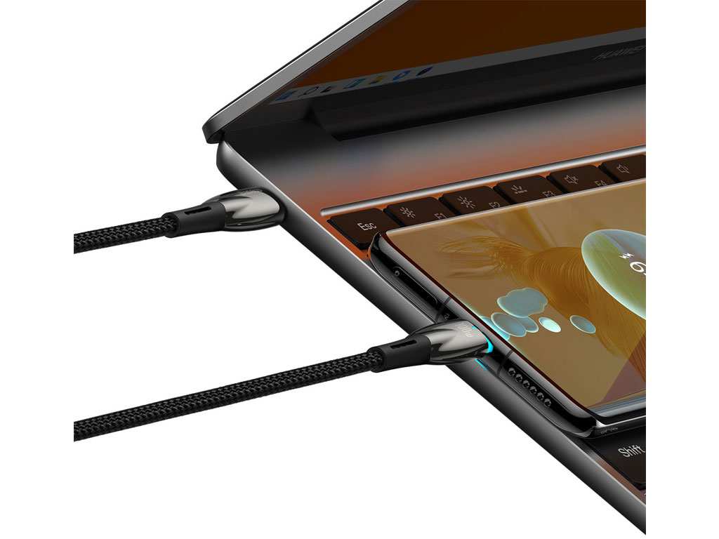 کابل سوپر فست شارژ دو سر تایپ سی 100 وات یک متری بیسوس Baseus Glimmer Type-C To Type-C Fast Charging Data Cable CADH000701