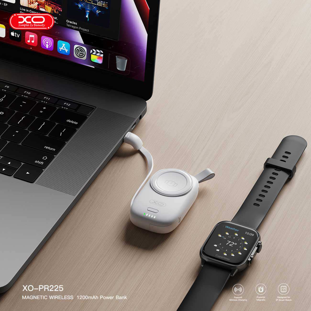 پاوربانک مگنتی اپل واچ 2.5 وات 1200 میلی آمپرساعت ایکس او PR225