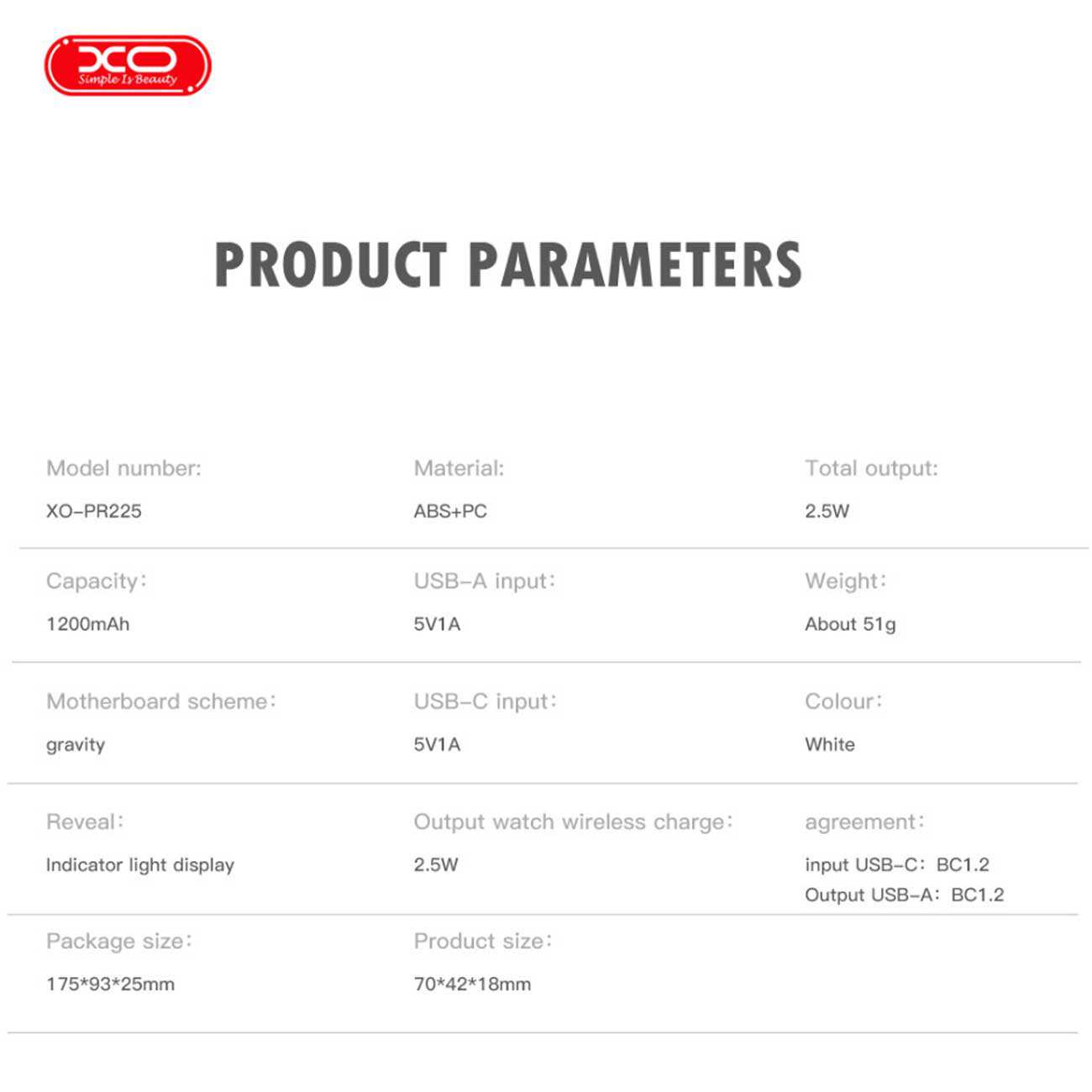 پاوربانک مگنتی اپل واچ 2.5 وات 1200 میلی آمپرساعت ایکس او PR225
