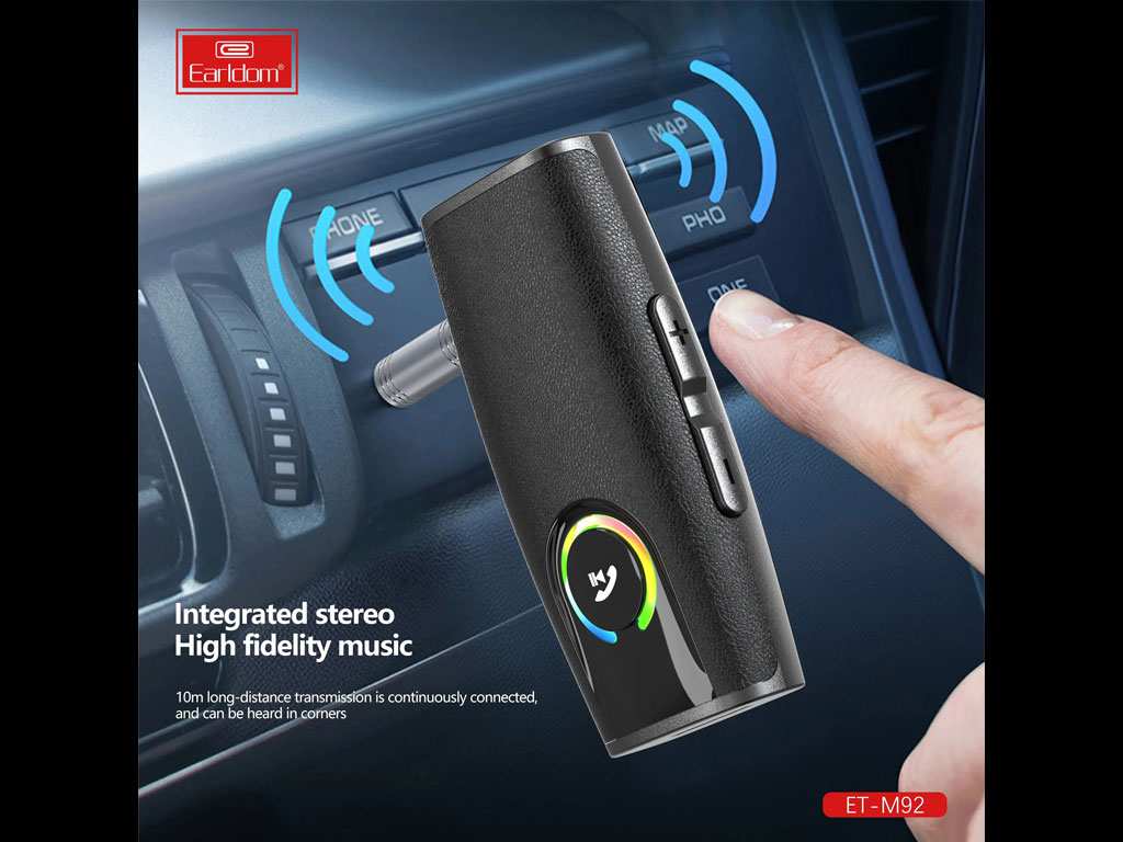 فرستنده و گیرنده بلوتوثی ضبط خودرو با جک 3.5 میلیمتری ارلدام EARLDOM ET-M92 BT 5.1 Transmitter and Receiver 2 in 1 Wireless 3.5mm