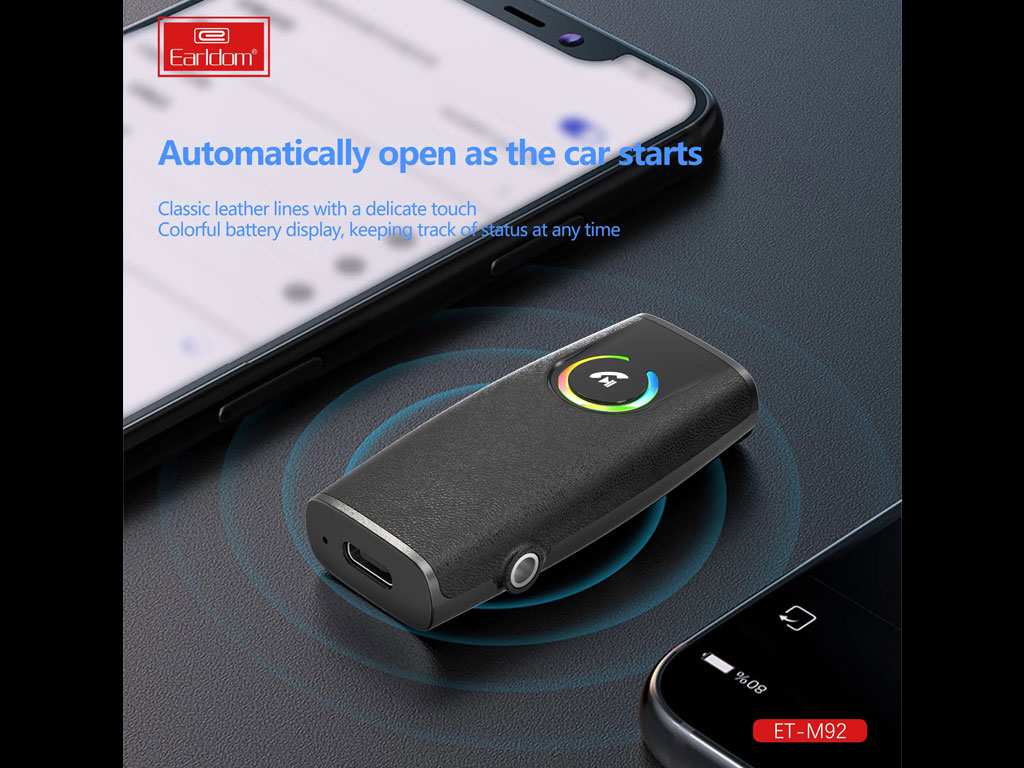 فرستنده و گیرنده بلوتوثی ضبط خودرو با جک 3.5 میلیمتری ارلدام EARLDOM ET-M92 BT 5.1 Transmitter and Receiver 2 in 1 Wireless 3.5mm