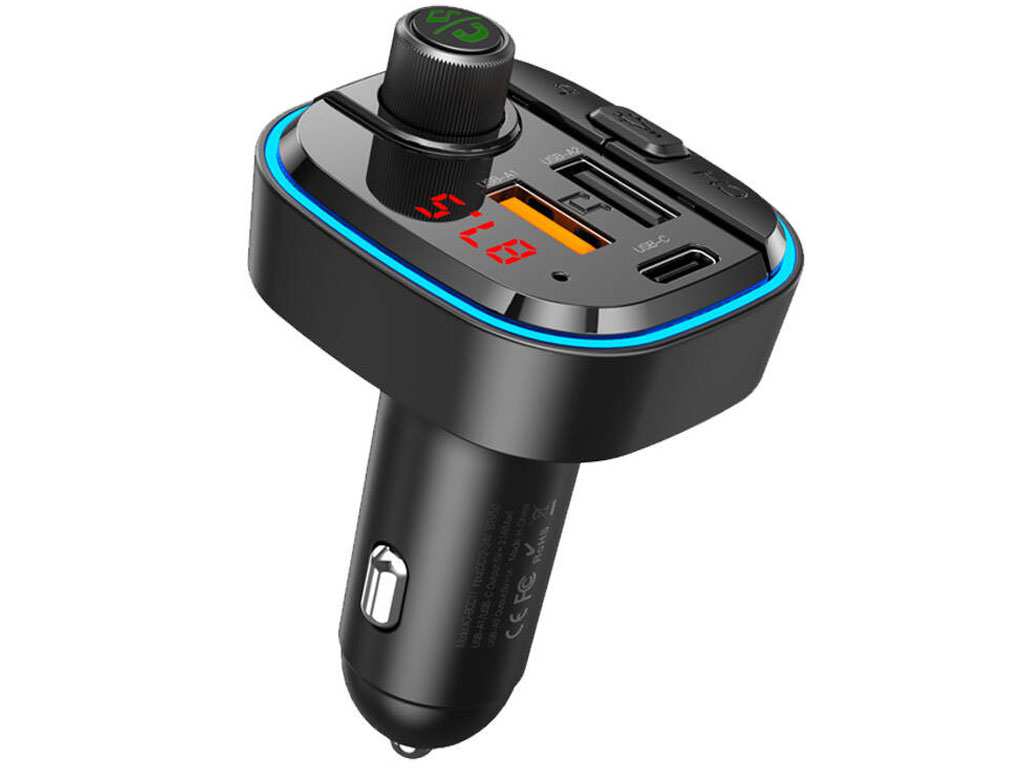 شارژر فندکی فست شارژ ماشین 3.1 آمپر و تایپ سی 18 وات و گیرنده بلوتوثی ارلدام ET-M84