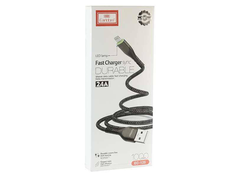 کابل شارژ یو اس بی به لایتنینگ 2.4 آمپر یک متری ارلدام Earldom EC-125