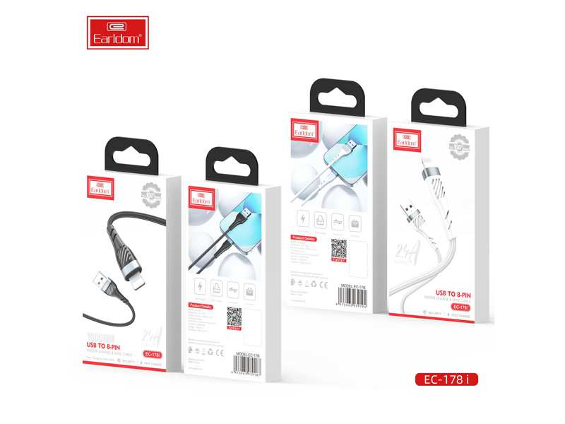کابل شارژ سریع یو اس بی به لایتنینگ 2.4 آمپر یک متری ارلدام Earldom Lightning Cable EC-178i