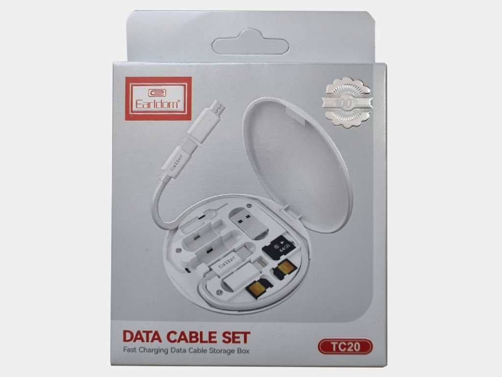 مجموعه کابل چند کاره تایپ سی، یو اس بی, میکرو و لایتنینگ 60 وات ارلدام Earldom TC20 Data Cable Set Fast Charging Data Cable Storge Box