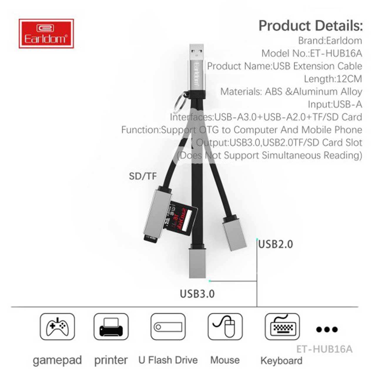 مبدل اوتیجی و رمریدر سه سر ارلدام ET-HUB16A