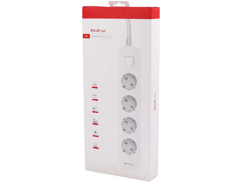 چند راهی برق ارت دار چهار سوکت هادرون Hadron P24 4 AC Way Power Strip 16A