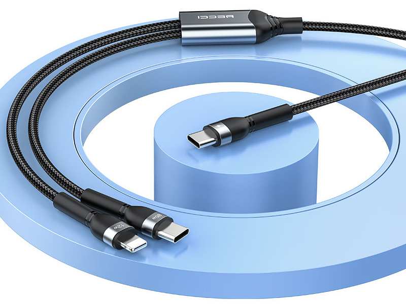 کابل شارژ سریع دو سر تایپ سی به لایتنینگ و تایپ سی 65 وات 1.2 متری رسی RTC-T16