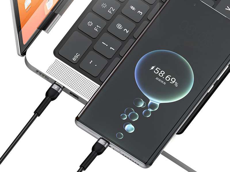 کابل شارژ سریع دو سر تایپ سی به لایتنینگ و تایپ سی 65 وات 1.2 متری رسی RTC-T16