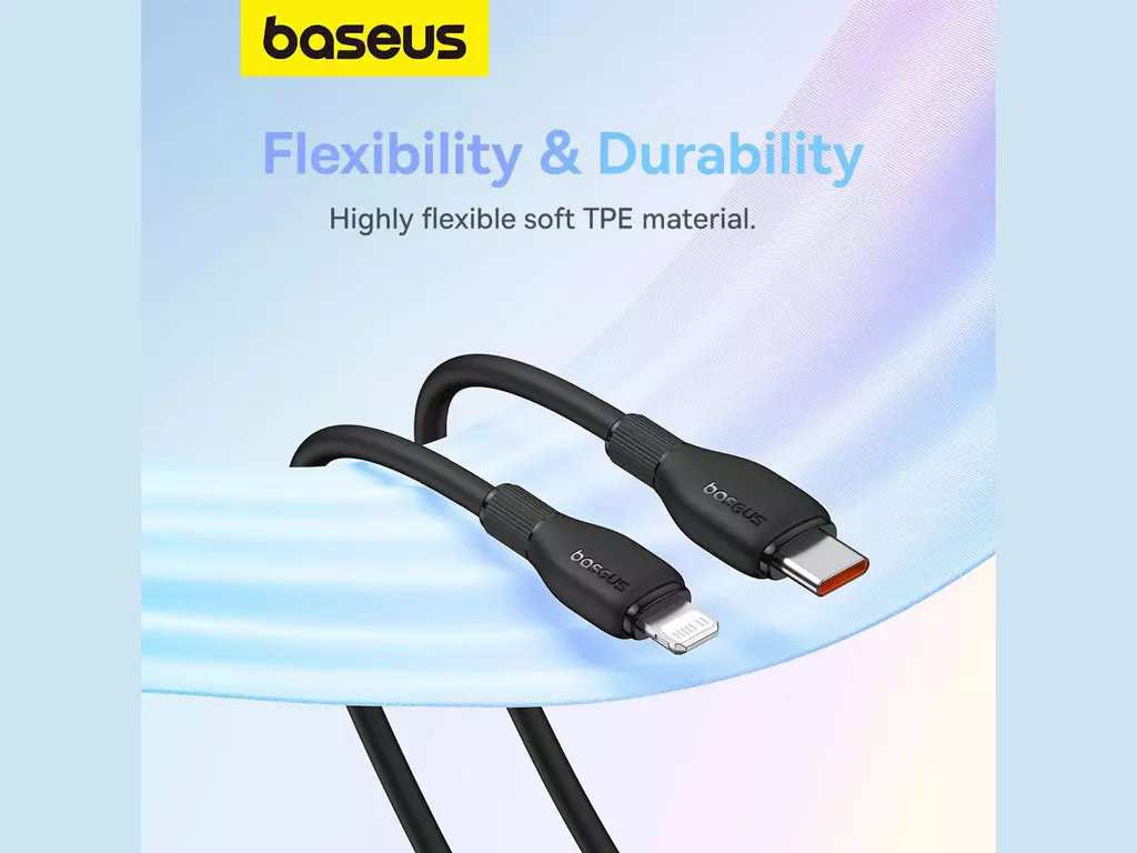 کابل شارژ سریع تایپ سی به لایتنینگ 20 وات 1.2 متری بیسوس P10355701511-00