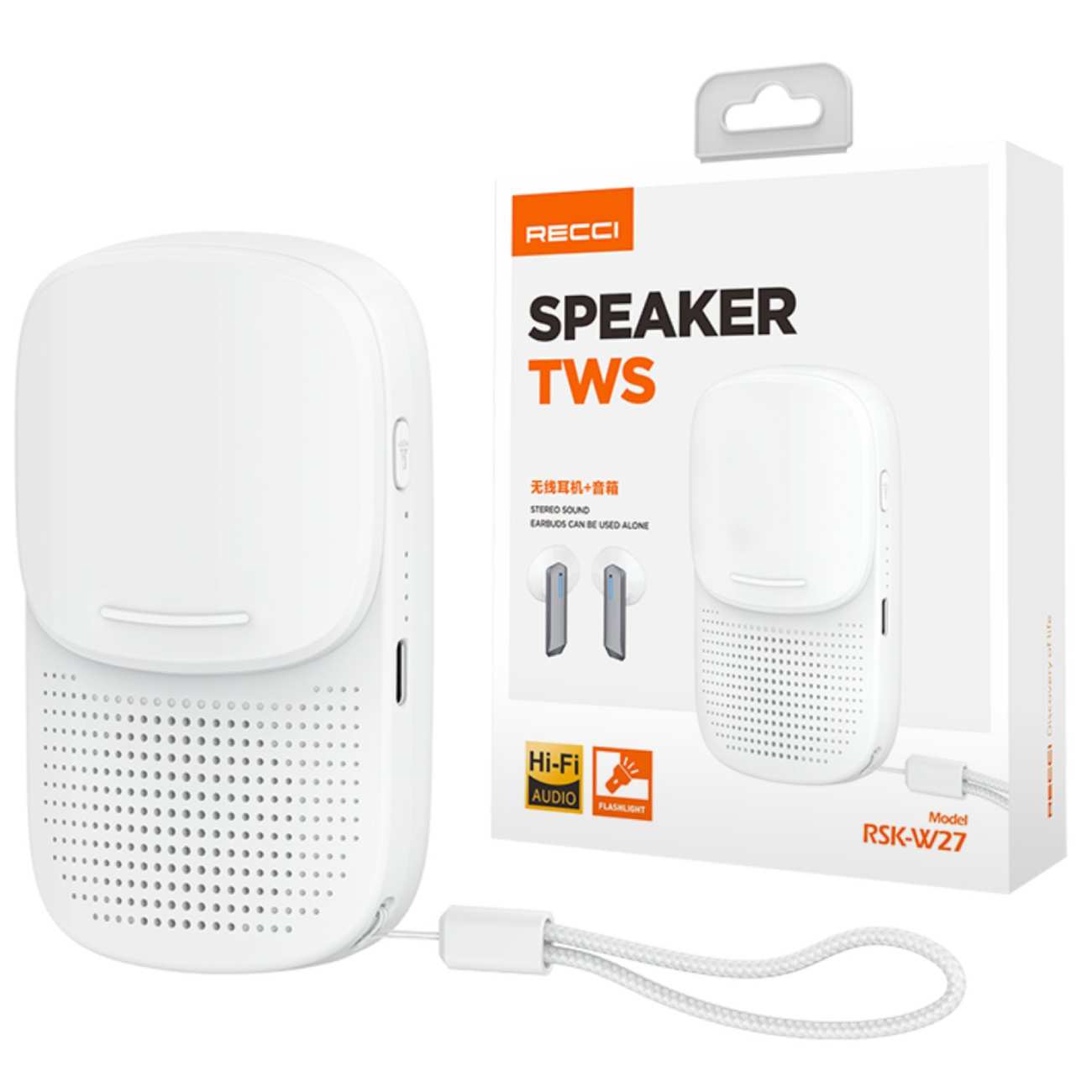 اسپیکر بلوتوثی، هندزفری بی سیم و چراغ قوه رسی RSK-W27