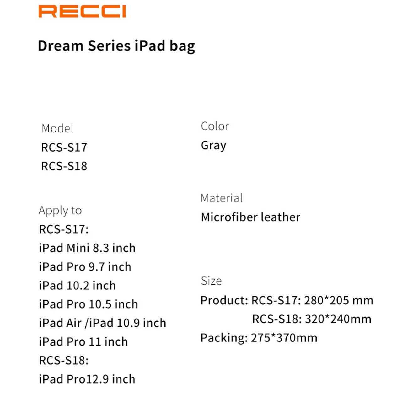 کیف آیپد و تبلت رسی RCS-S18