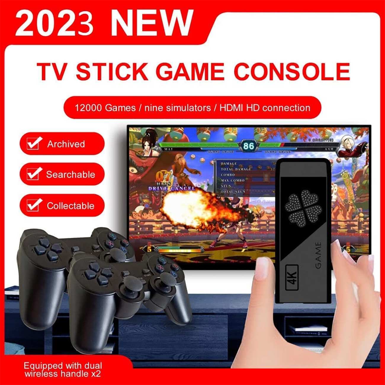 کنسول بازی به همراه دسته بازی بیسیم 4K Game Stick Lite