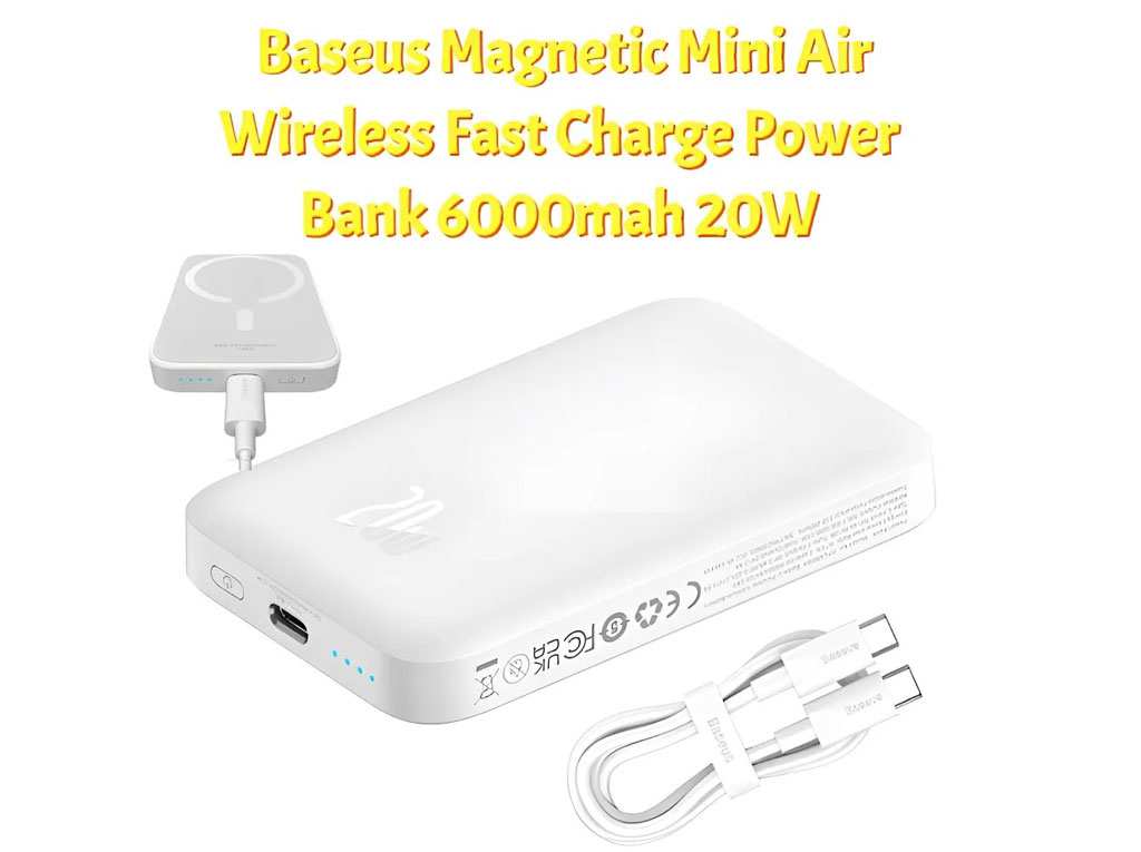 پاوربانک مغناطیسی فست شارژ 20 وات 6000 میلی آمپرساعت بیسوس PPCX