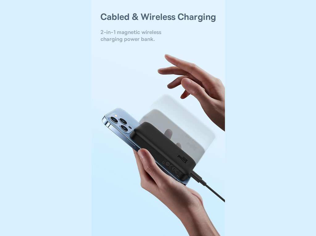 پاوربانک مغناطیسی فست شارژ 20 وات 6000 میلی آمپرساعت بیسوس PPCX