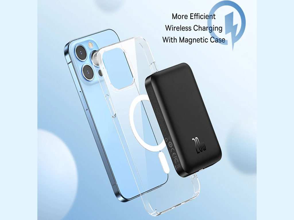 پاوربانک مغناطیسی فست شارژ 20 وات 6000 میلی آمپرساعت بیسوس PPCX